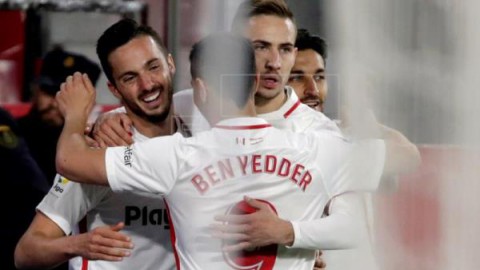 FÚTBOL LALIGA SANTANDER Sarabia impulsa la carrera del Sevilla hacia la Liga de Campeones