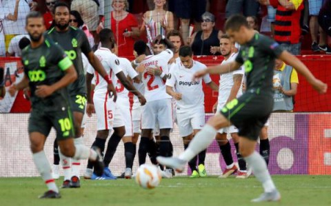FÚTBOL LIGA EUROPA 5-1. El Sevilla se redime y vuelve con fuerza a su torneo talismán