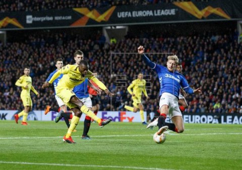 FÚTBOL LIGA EUROPA RANGERS-VILLARREAL 0-0. El Villarreal desaprovecha su superioridad numérica y no pasa del empate